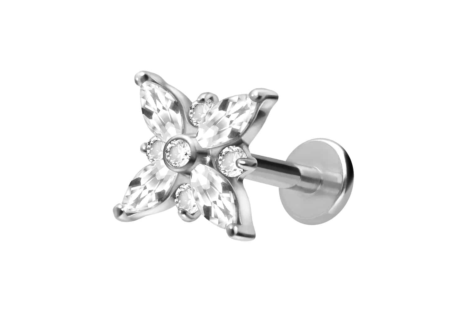 Titan Labret Piercing mit Innengewinde KRISTALLSTERN